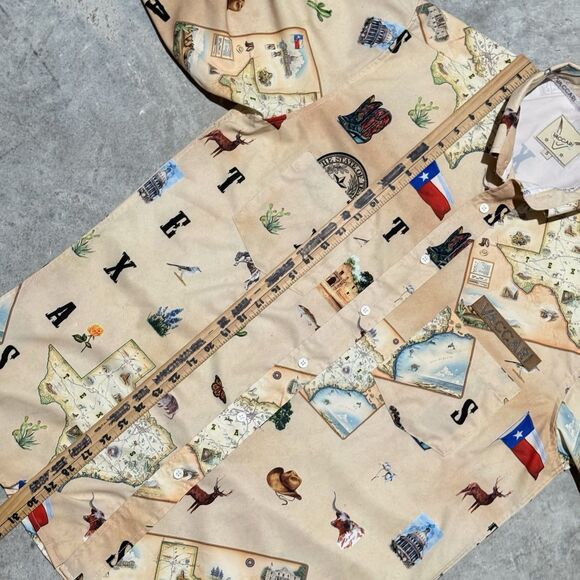 Vaccari Shirt Men Small Western Texas Cowboy Lone Star State All Over Print AOP - Picture 4 of 11